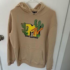 MTV Tan Hoodie with Cactus/succulents design